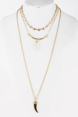 Shark Tooth Triangle Linked Collar Necklace 5CAF5